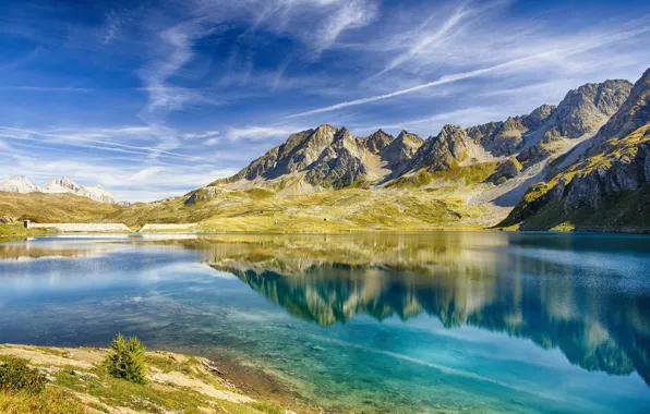 Mountains, lake, reflection