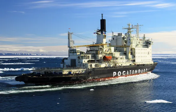 Picture The ocean, Sea, Icebreaker, The ship, Russia, Atomflot, Nuclear-powered icebreaker, Rosatom