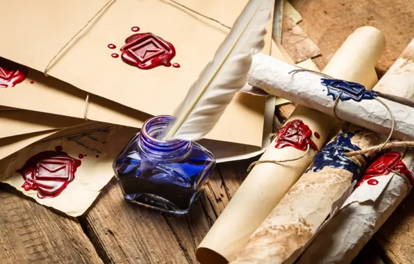 Vintage, scrolls, letters, pen, ink