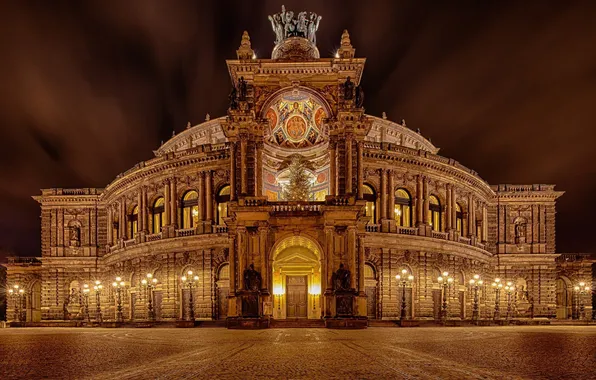 Germany, Dresden, Dresden, Germany, Saxony, Old town, Theatre square, Semperoper