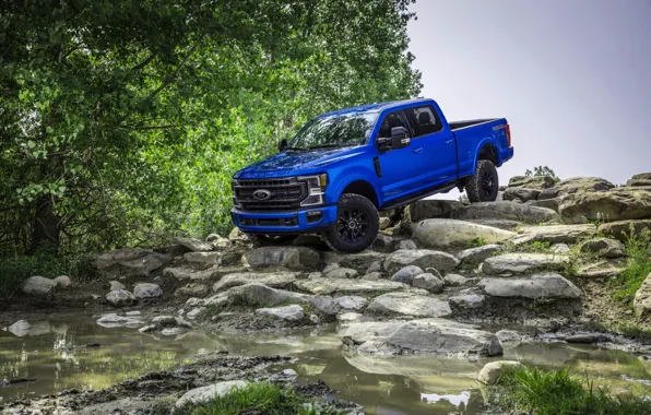 Picture blue, Ford, pickup, Super Duty, F-250, Tremor, the water, 2020