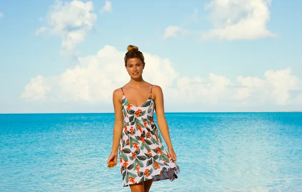 Picture girl, dress, sea, beautiful, model, sweet, adorable