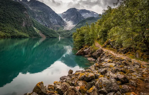 Landscape, mountains, nature, lake, stones, shore, tropinka, Alexander the Silent