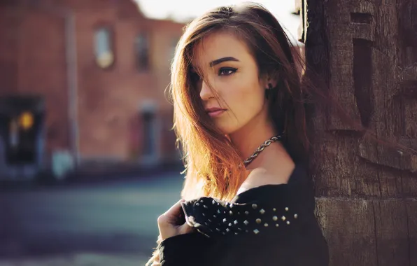 The sun, pose, model, portrait, home, makeup, hairstyle, brown hair