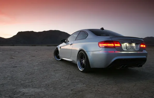 Sunset, desert, BMW