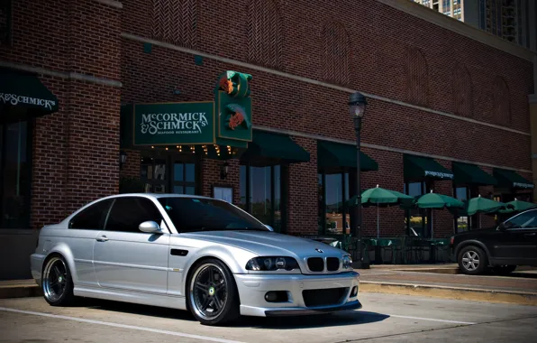 Wallpaper tuning, BMW, BMW, silver, tuning, E46 for mobile and
