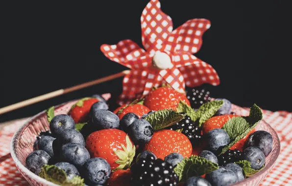 Berries, strawberry, BlackBerry, Bow, blueberries