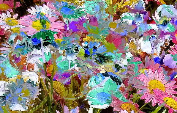 Rendering, figure, vector, petals, garden, meadow