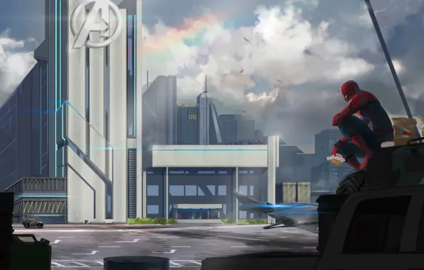 Auto, fiction, spider-man, hamburger, eating, Peter Parker