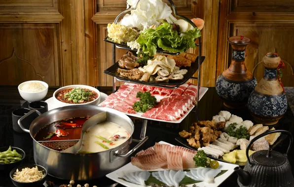 Soup, meat, dessert, seafood, meals, cuts