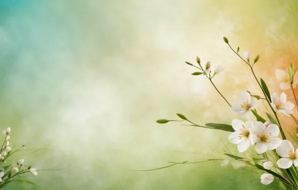 Flowers, green background, composition, AI art, neural network