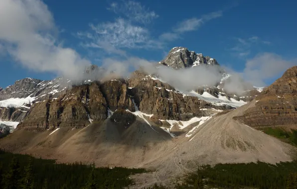 Forest, clouds, landscape, mountains, nature, rock, Park, Canada