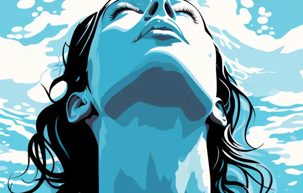 Water, Girl, Hair, Neck, Digital art, AI art, The Art of Artificial Intelligence, Neural network