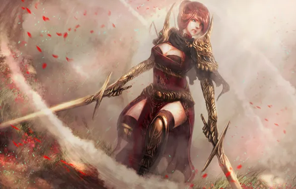 Picture girl, weapons, sword, warrior