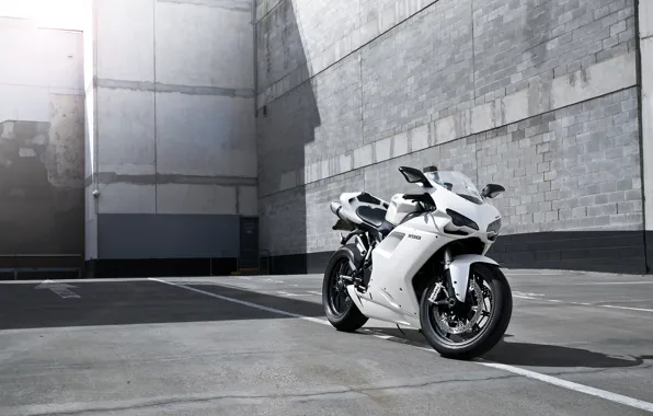 Picture white, strip, shadow, motorcycle, white, Blik, bike, ducati