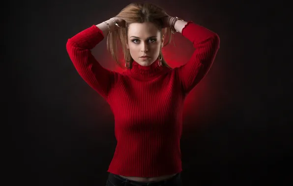 Picture look, girl, pose, hair, sweater