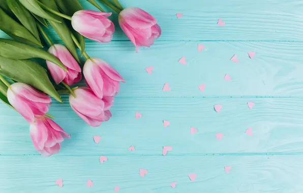Picture flowers, Spring, Tulips, hearts, Background, flowers, Spring, Background