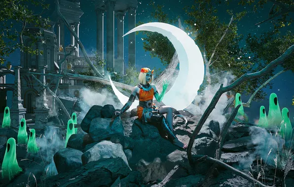 Rock, the game, a month, costume, dagger, ruins, ghosts, hammer