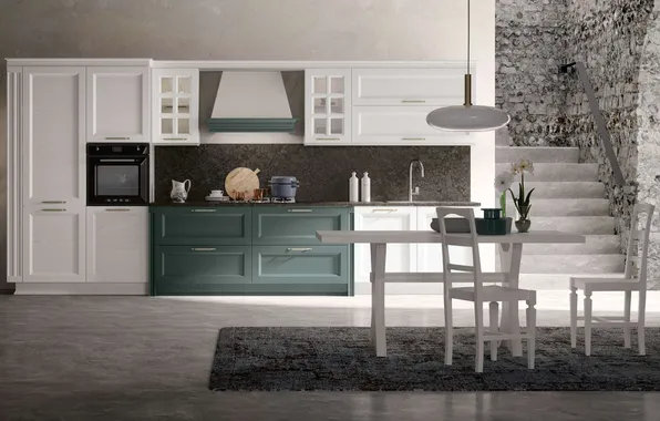 Style, Villa, interior, Italy, kitchen, stage, dining room, dining area