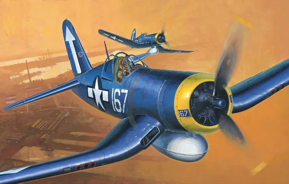 The plane, fighter, art, USA, BBC, deck, WW2., memorial