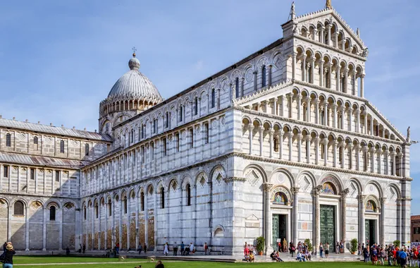 Picture the sky, people, Italy, Cathedral, Pisa, architecture