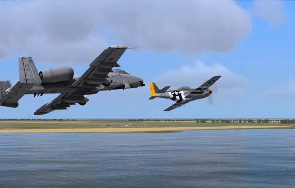 The sky, water, flight, parade, the plane