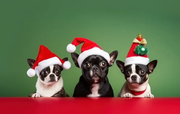 Dogs, look, lights, dog, Christmas, gifts, New year, friends