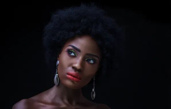 Look, beauty, black background, beauty, look, black background, black woman, black woman