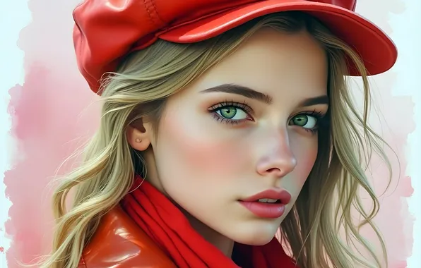 Eyes, blonde, cap, beautiful