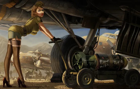 Picture Girl, Figure, The plane, Art, Art, Download, Bomb, Sissy