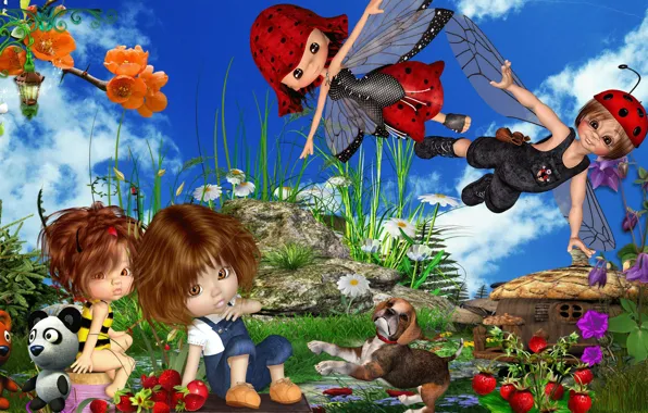 Children, movie, the game, scene, cartoon, game, Doll, cartoon