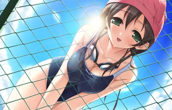Swimsuit, mesh, glasses, girl