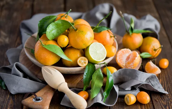 Picture winter, leaves, drops, lime, Board, fruit, still life, orange