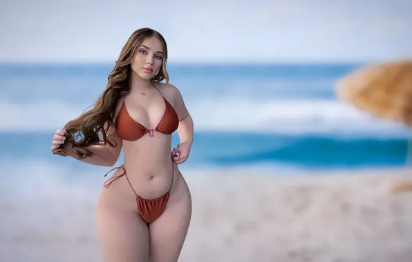 Girl, sexy, beach, model, sand, brunette, body, pose