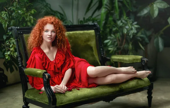 Look, girl, photo, model, hair, dress, red, Anastasia Barmina