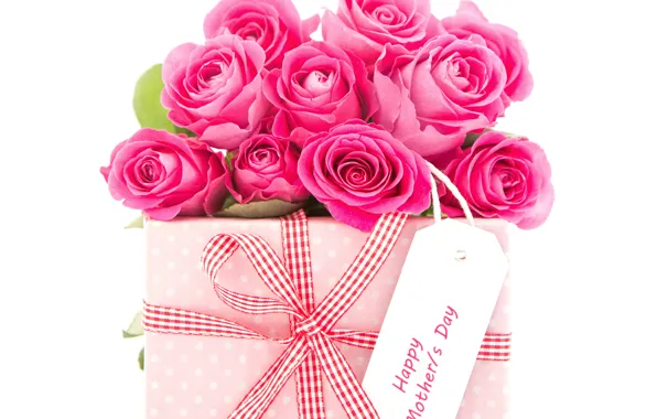 Gift, roses, bow, March 8, Roses, gift, Bouquets