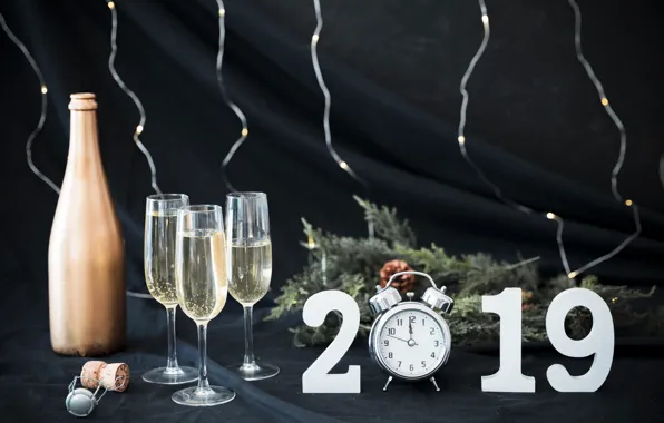 Holiday, watch, New Year, glasses, Winter, decor, New year, Celebration