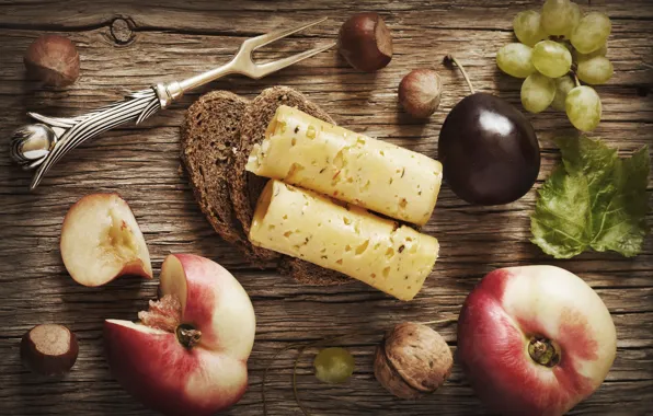 Picture grapes, drain, nuts, food, fruit, Board, bread, cheese