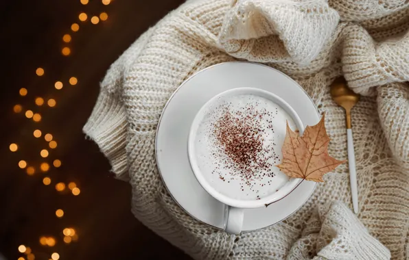 Sheet, heat, coffee, spoon, Cup, cappuccino, bokeh