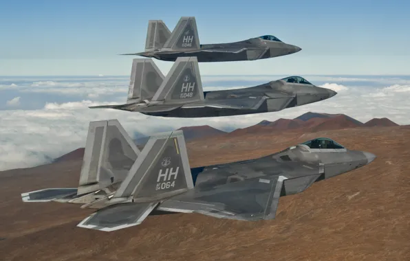 Picture flight, fighters, F-22, Raptor
