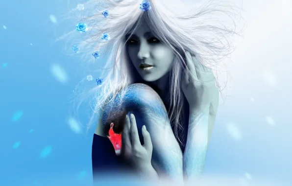 Look, girl, makeup, Swan, nymph, photoart