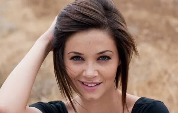 Girl, woman, eyes, smile, pretty, face, hair, brunette