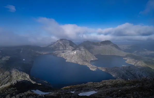 Picture the sky, landscape, mountains, nature, lake, Norway, The Lofoten Islands