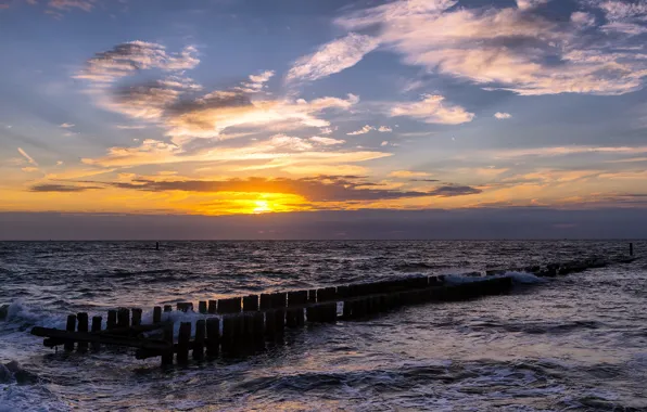 Sea, landscape, sunset