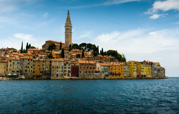 Sea, building, Croatia, Istria, Croatia, The Adriatic sea, Rovinj, Rovinj
