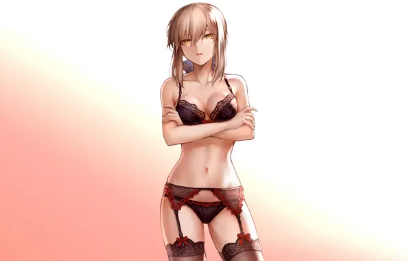 Girl, sexy, lingerie, pantsu, bra, cleavage, panties, thighhighs