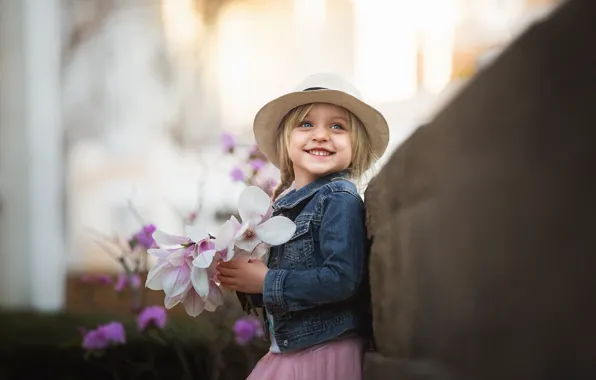 Picture flowers, smile, girl
