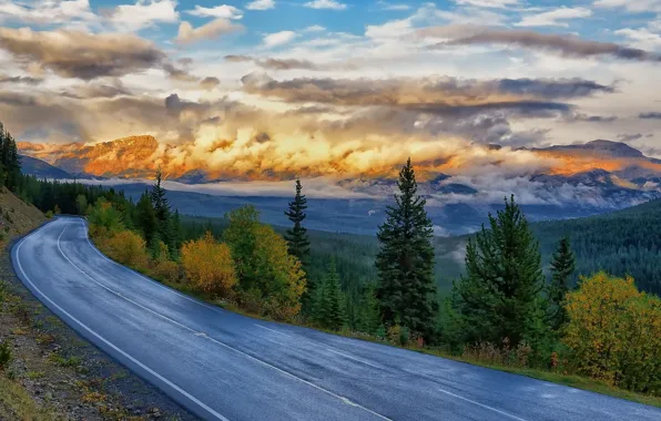 Road, the sky, landscape
