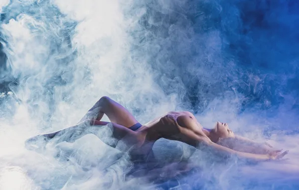 Chest, girl, pose, background, model, smoke, naked, body