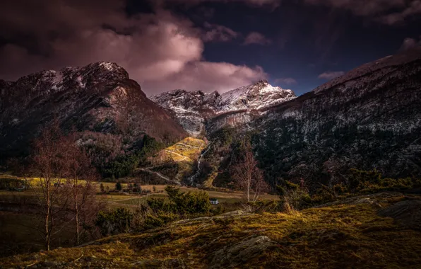 Clouds, mountains, Norway, Rogaland, Bjerkreim